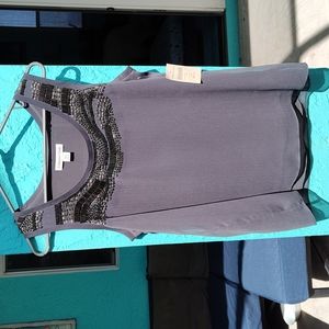 Coldwater Creek NEW Grey Beaded Sleeveless Top S